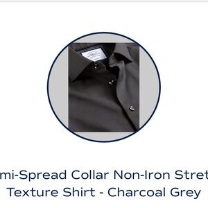Charles Tyrwhitt Semi Spread Non-Iron Stretch - Charcoal Grey (18in - 37in)